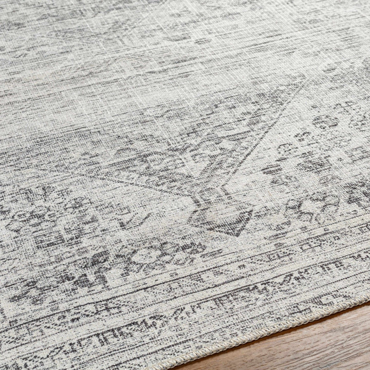 Charcoal, Silver and Ivory Transitional Washable Area Rug - The Rug Decor
