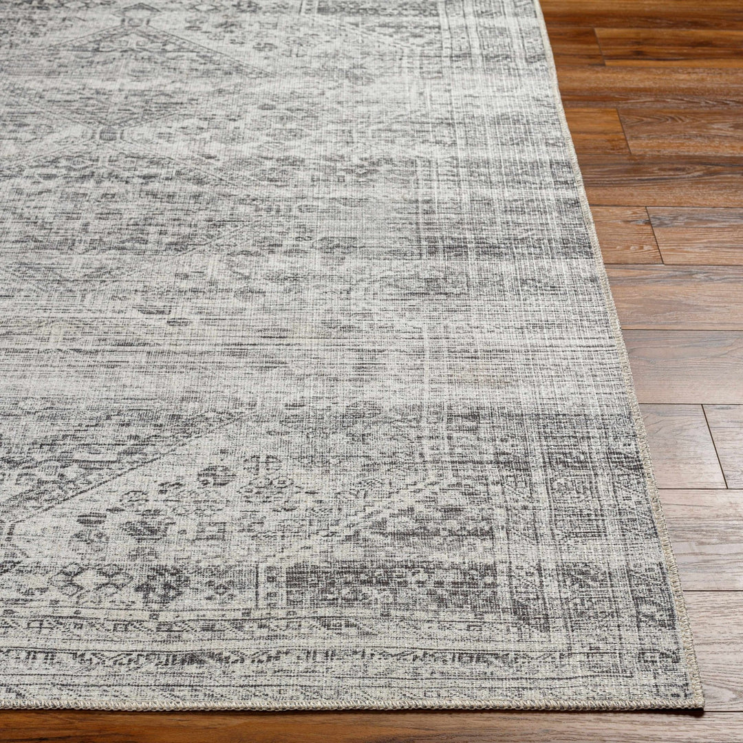 Charcoal, Silver and Ivory Transitional Washable Area Rug - The Rug Decor