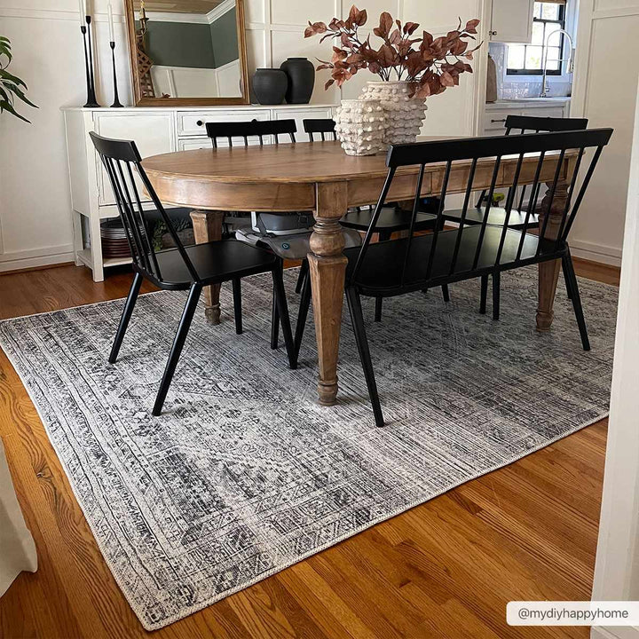 Charcoal, Silver and Ivory Transitional Washable Area Rug - The Rug Decor