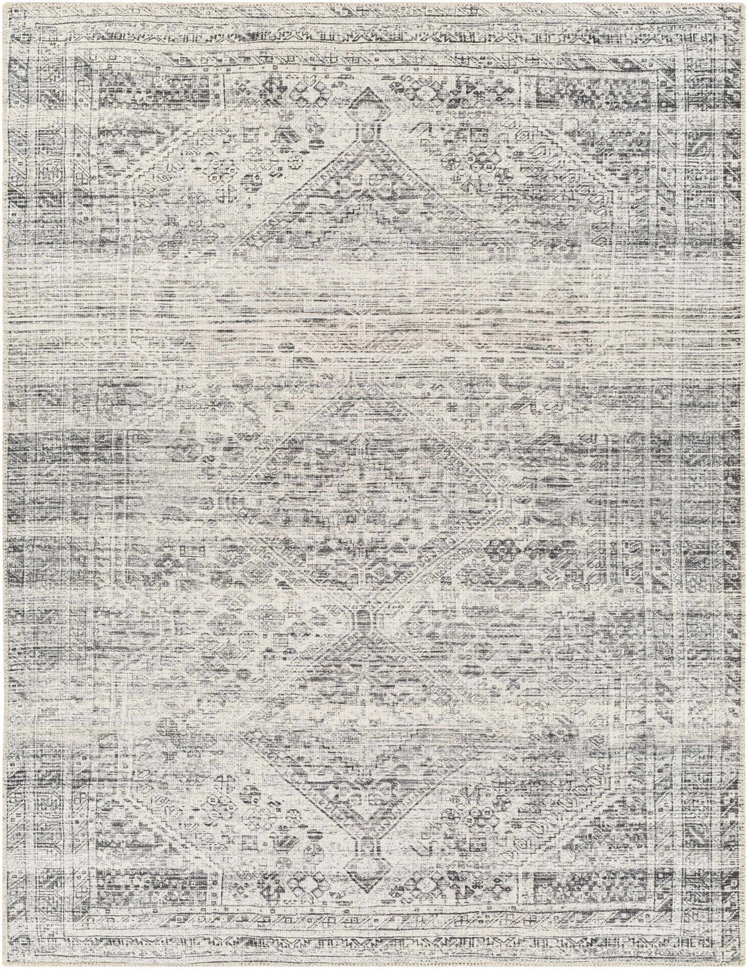 Charcoal, Silver and Ivory Transitional Washable Area Rug - The Rug Decor