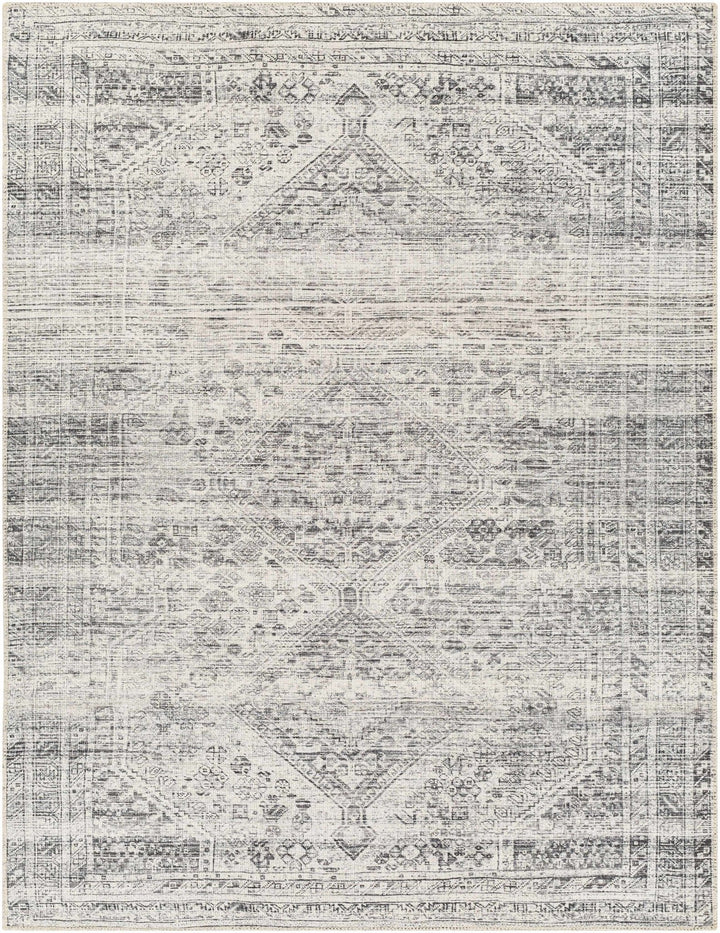 Charcoal, Silver and Ivory Transitional Washable Area Rug - The Rug Decor