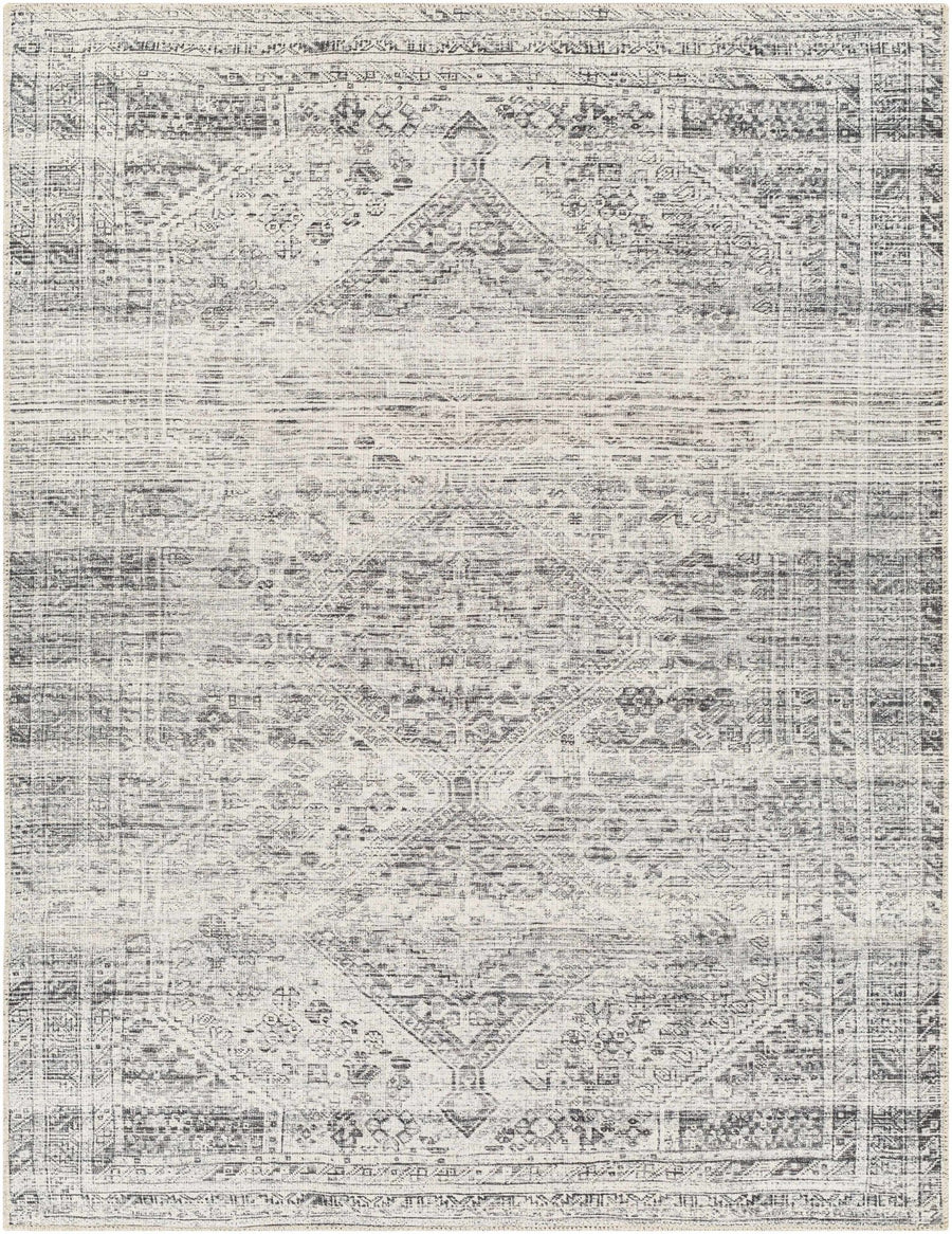 Charcoal, Silver and Ivory Transitional Washable Area Rug - The Rug Decor