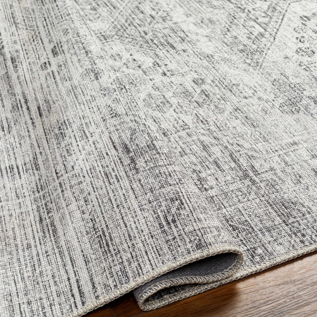 Charcoal, Silver and Ivory Transitional Washable Area Rug - The Rug Decor