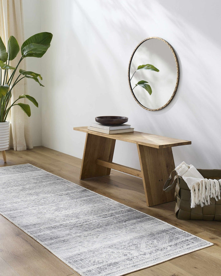 Charcoal, Silver and Ivory Transitional Washable Area Rug - The Rug Decor
