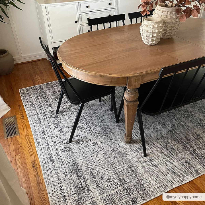 Charcoal, Silver and Ivory Transitional Washable Area Rug - The Rug Decor