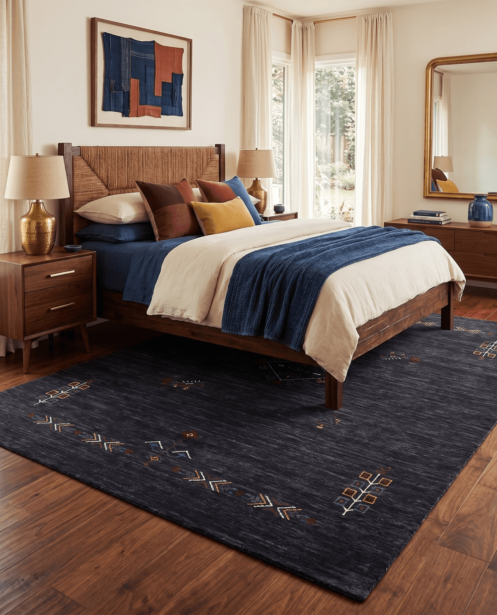 Charcoal Tribal Center Medallion Hand Loomed Wool Area Rug - The Rug Decor