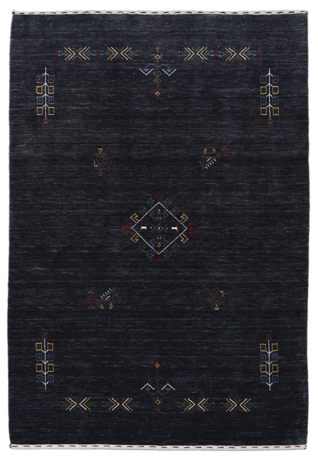 Charcoal Tribal Center Medallion Hand Loomed Wool Area Rug - The Rug Decor