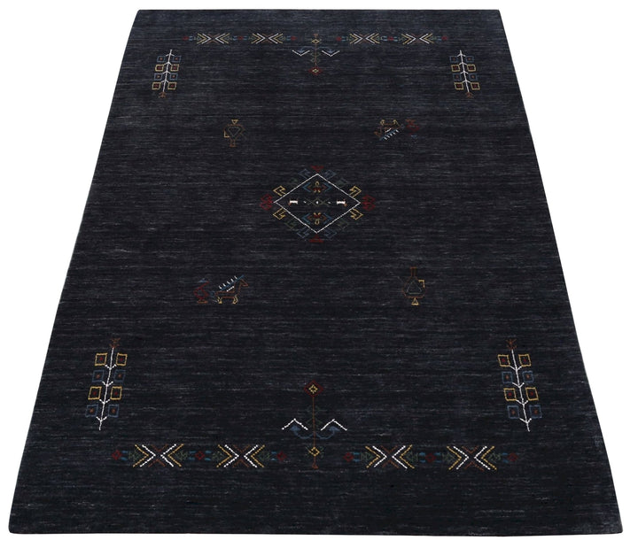 Charcoal Tribal Center Medallion Hand Loomed Wool Area Rug - The Rug Decor