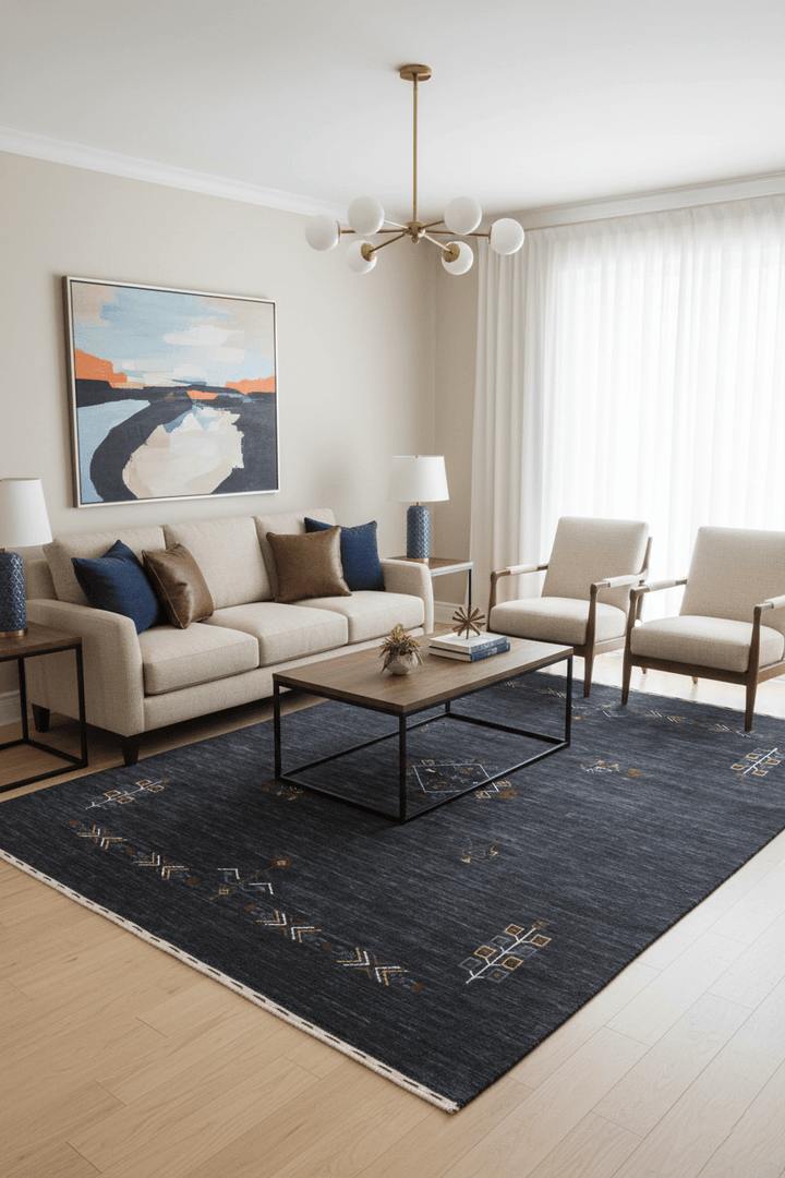 Charcoal Tribal Center Medallion Hand Loomed Wool Area Rug - The Rug Decor