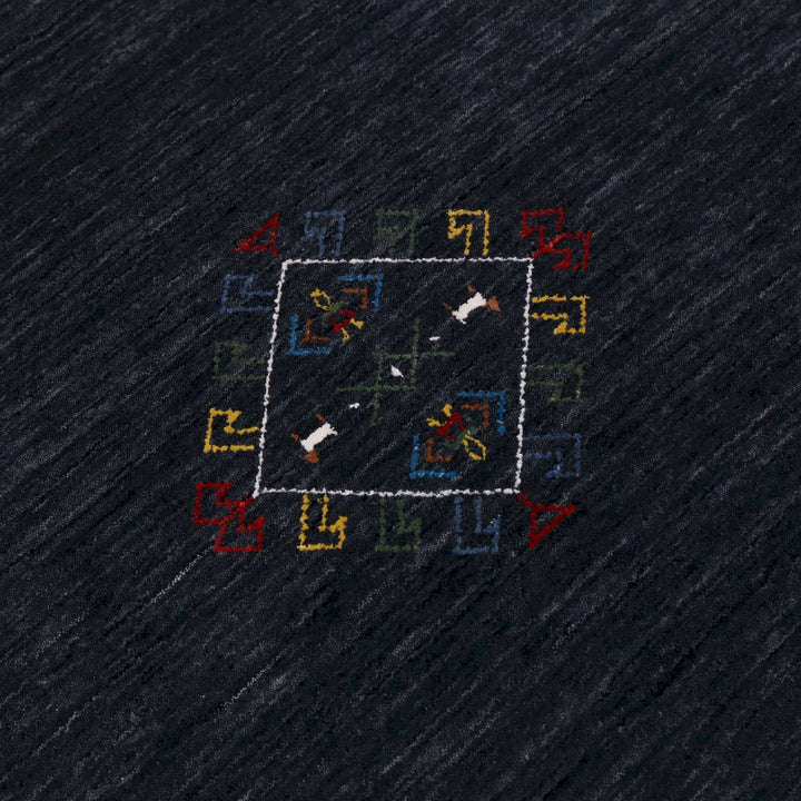 Charcoal Tribal Center Medallion Hand Loomed Wool Area Rug - The Rug Decor