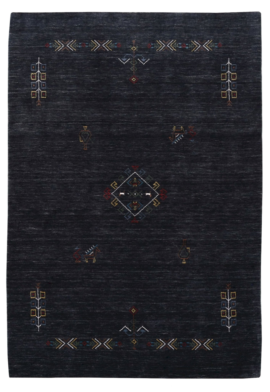 Charcoal Tribal Center Medallion Hand Loomed Wool Area Rug - The Rug Decor
