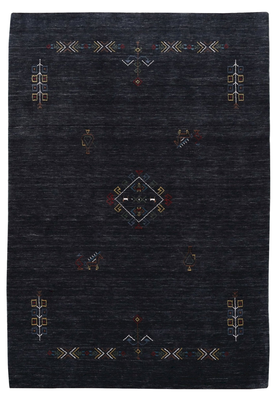 Charcoal Tribal Center Medallion Hand Loomed Wool Area Rug - The Rug Decor