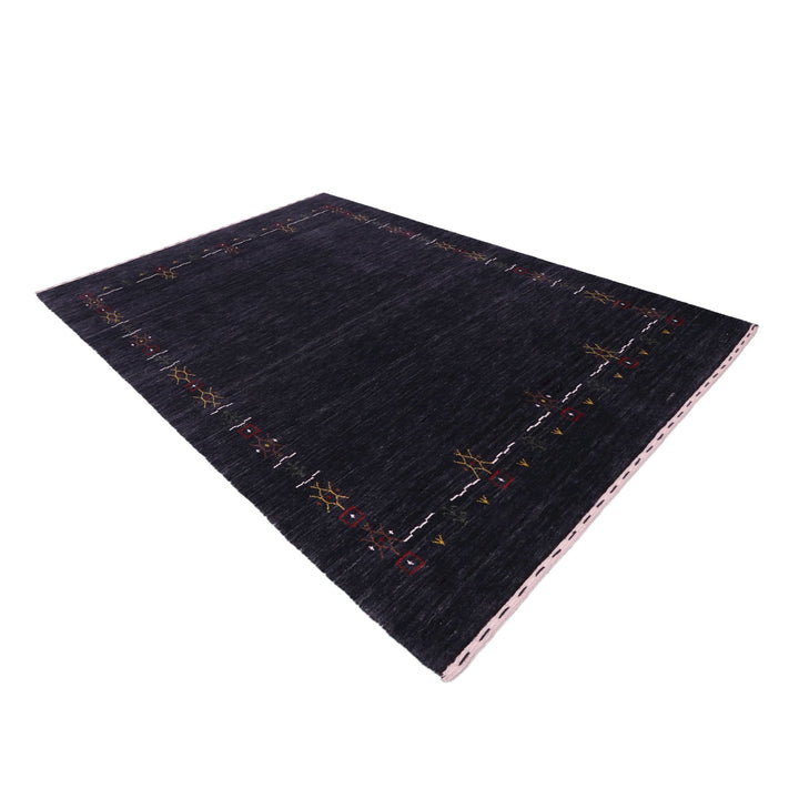 Charcoal Tribal Design Border Hand Loomed Wool Area Rug - The Rug Decor