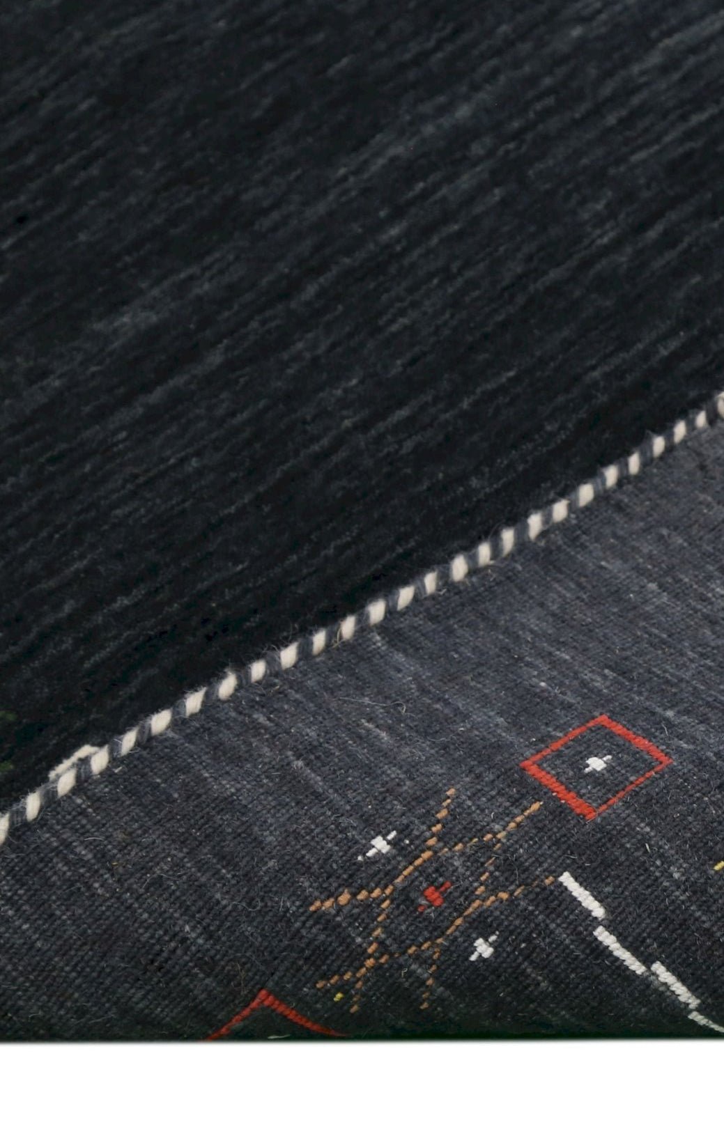 Charcoal Tribal Design Border Hand Loomed Wool Area Rug - The Rug Decor