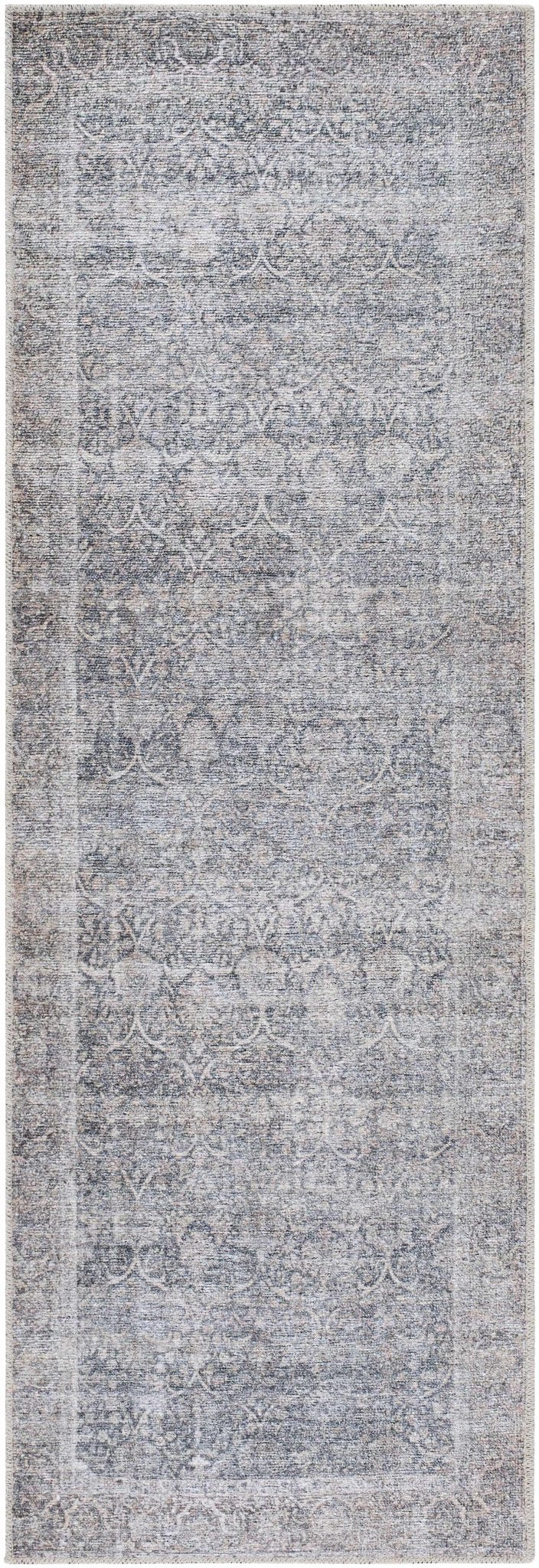 Charla Charcoal And Brown Traditional Washable Rug - The Rug Decor