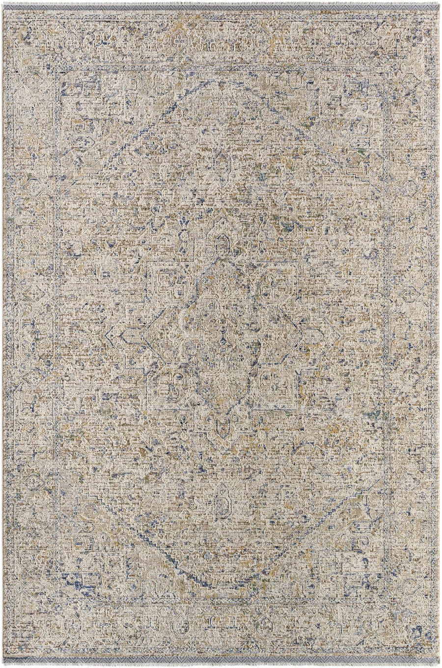 Charo Traditional Style Beige And Blue Area Rug - The Rug Decor