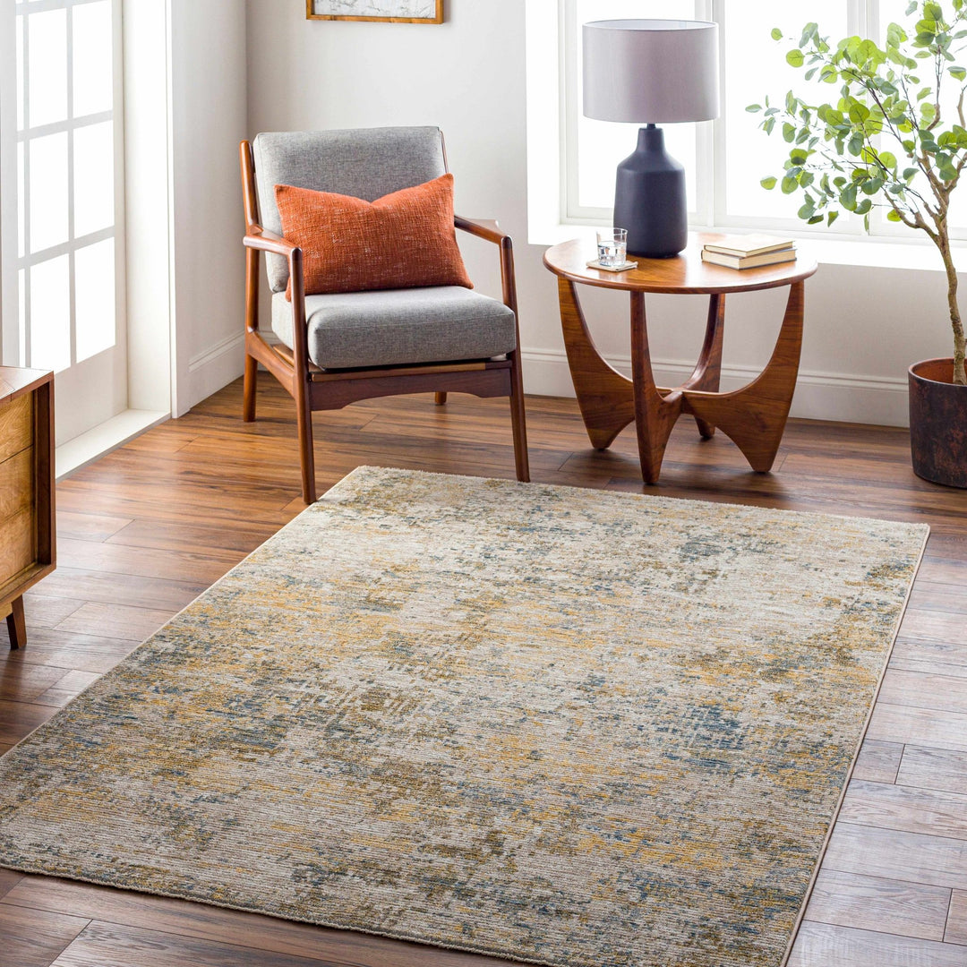 Chas Modern Abstract Design Beige And Blue Area Rug - The Rug Decor