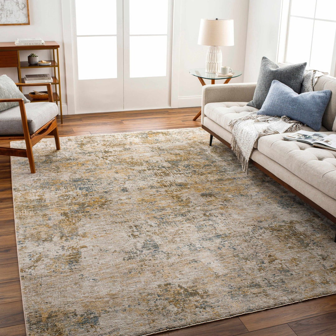 Chas Modern Abstract Design Beige And Blue Area Rug - The Rug Decor