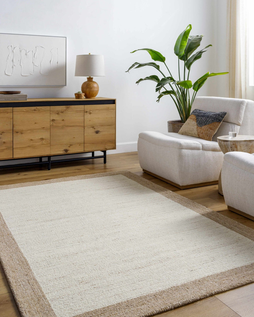 Chasen Modern Geometrical Beige And Tan Tufted Wool Rug - The Rug Decor