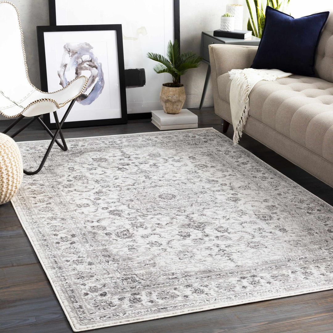 Chicota Traditional Style Ivory And Gray Area Rug