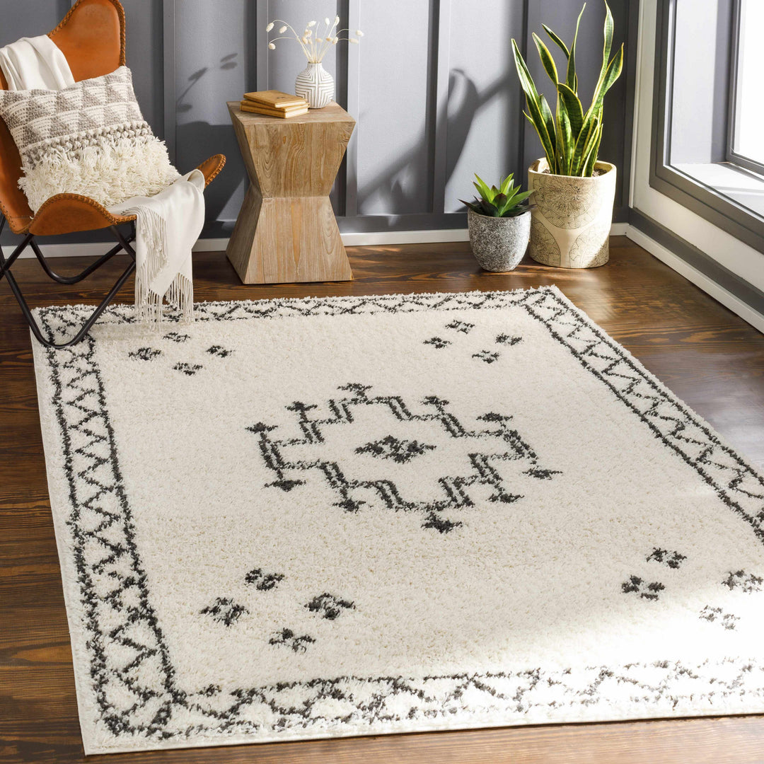 Cheam Modern Style Ivory And Charcoal Area Rug