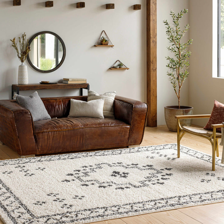 Cheam Modern Style Ivory And Charcoal Area Rug