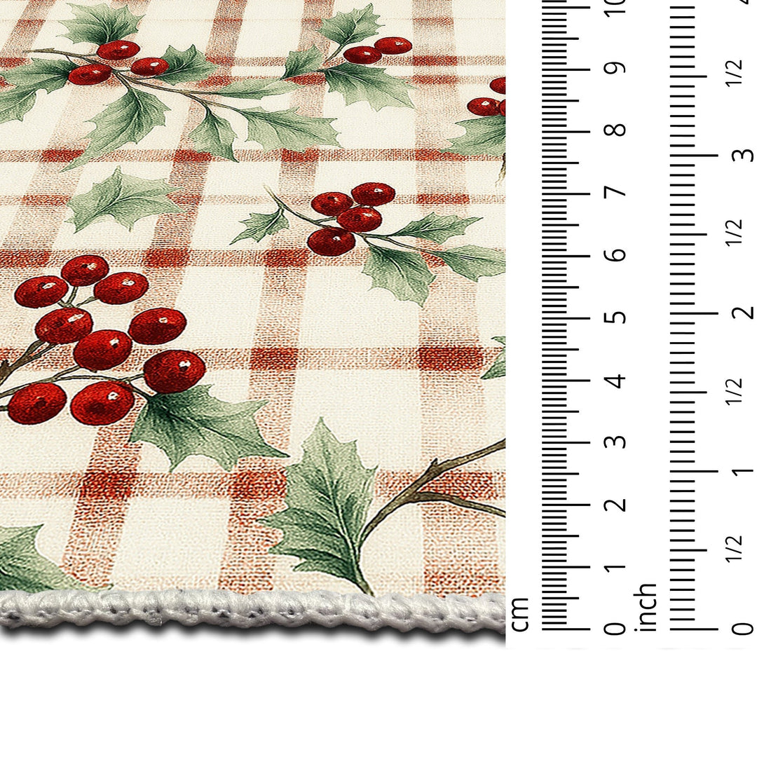 Cherry design Beige Machine Washable Cotton Area Rug - The Rug Decor