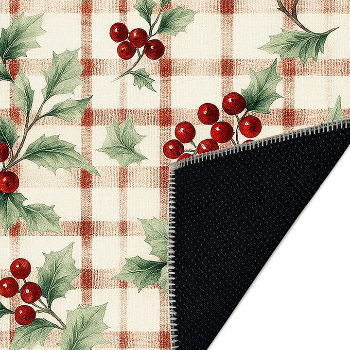 Cherry design Beige Machine Washable Cotton Area Rug - The Rug Decor