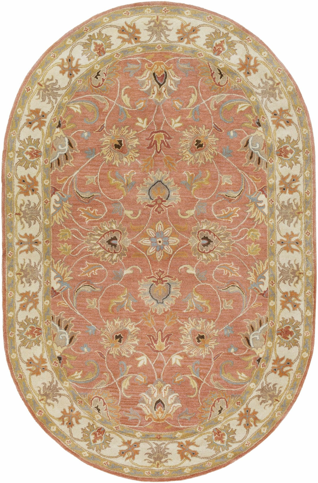 Cherryfield Rust Traditional Floral Hand Tufted Wool Area Rug - The Rug Decor
