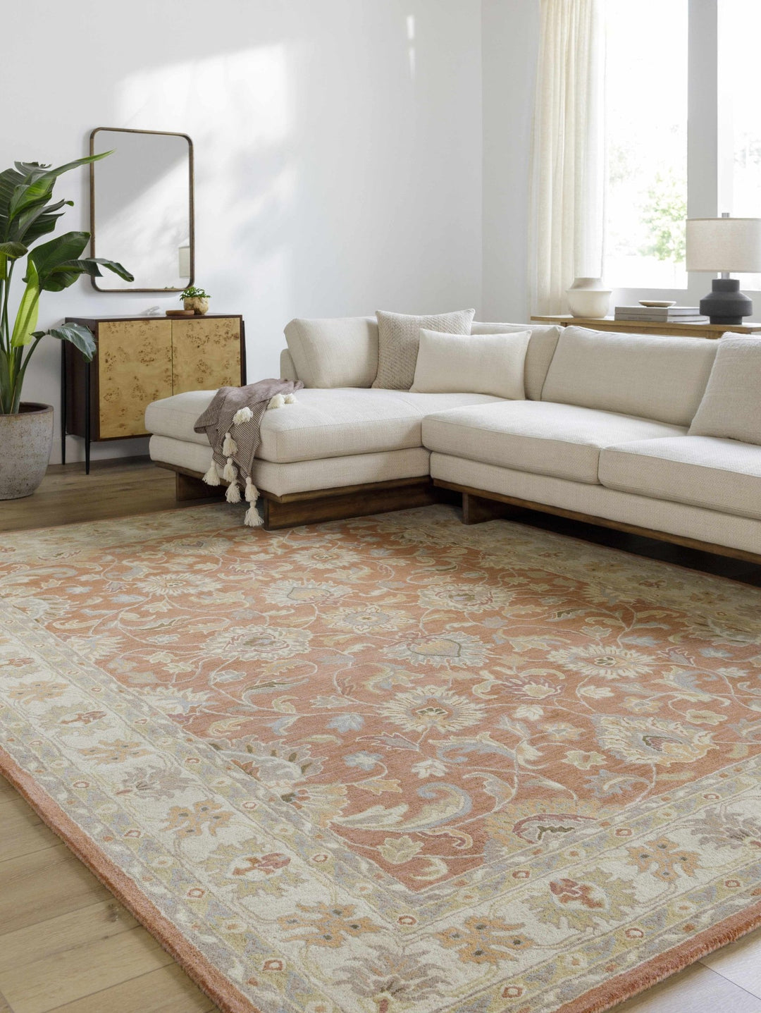 Cherryfield Rust Traditional Floral Hand Tufted Wool Area Rug - The Rug Decor