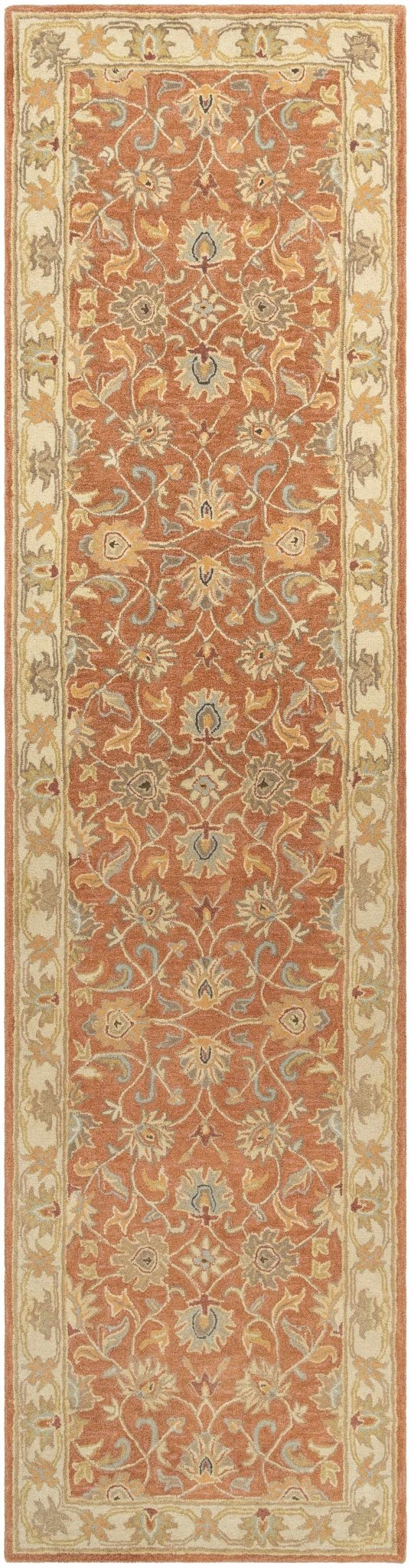 Cherryfield Rust Traditional Floral Hand Tufted Wool Area Rug - The Rug Decor