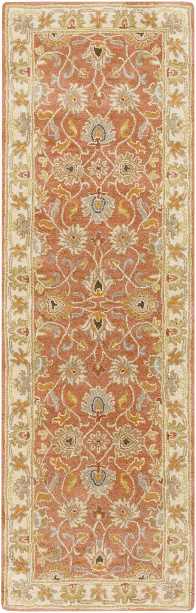 Cherryfield Rust Traditional Floral Hand Tufted Wool Area Rug - The Rug Decor