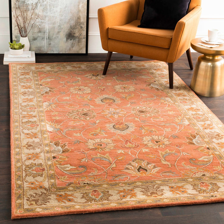 Cherryfield Rust Traditional Floral Hand Tufted Wool Area Rug - The Rug Decor