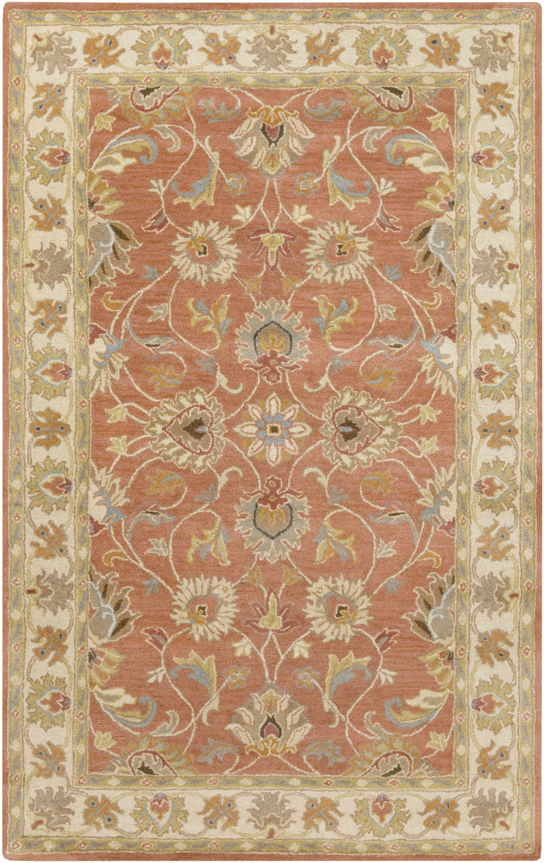 Cherryfield Rust Traditional Floral Hand Tufted Wool Area Rug - The Rug Decor