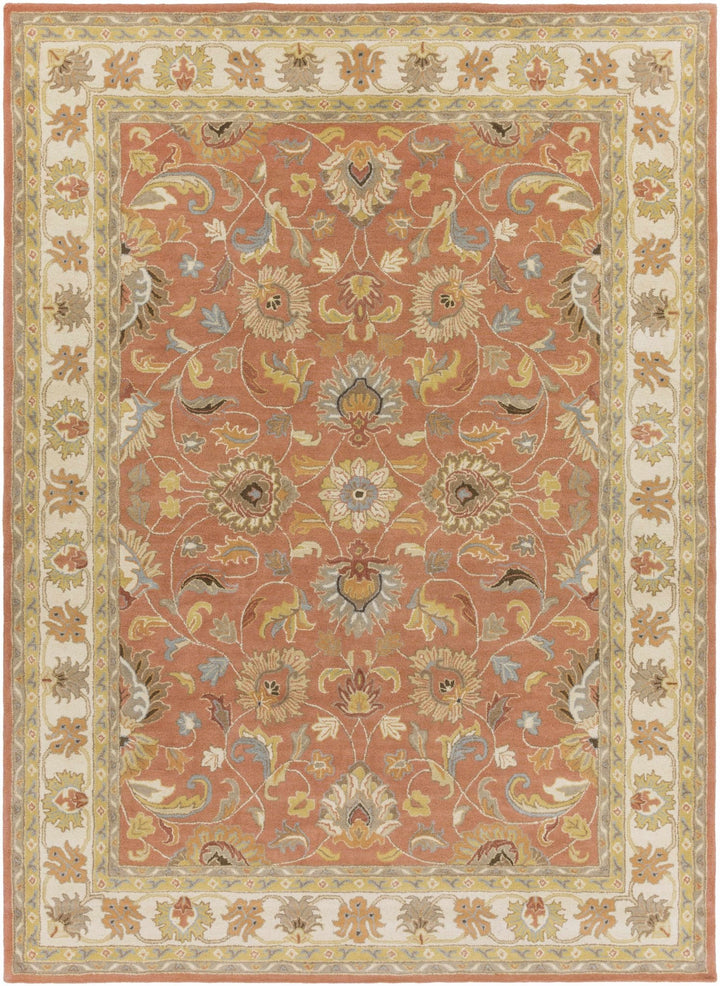 Cherryfield Rust Traditional Floral Hand Tufted Wool Area Rug - The Rug Decor