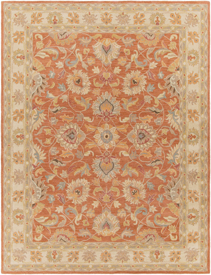 Cherryfield Rust Traditional Floral Hand Tufted Wool Area Rug - The Rug Decor