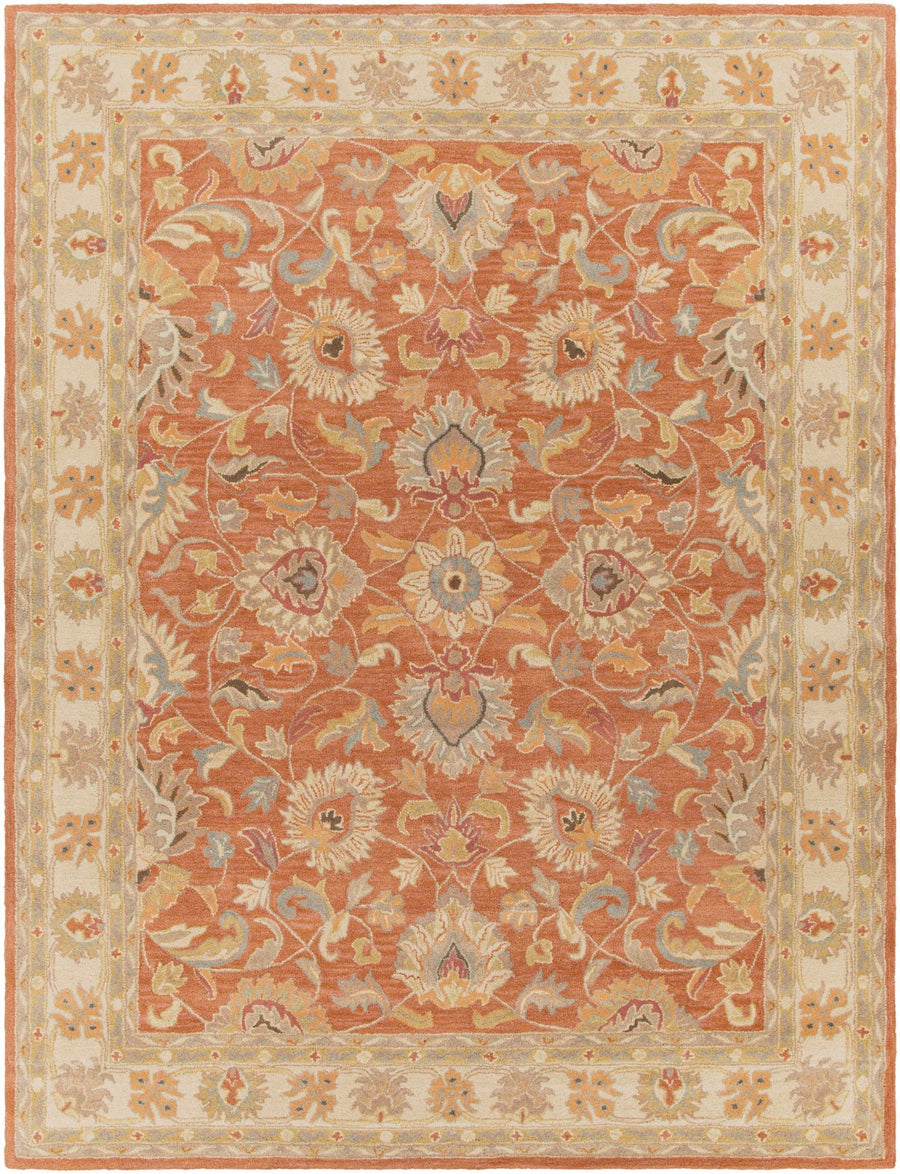 Cherryfield Rust Traditional Floral Hand Tufted Wool Area Rug - The Rug Decor