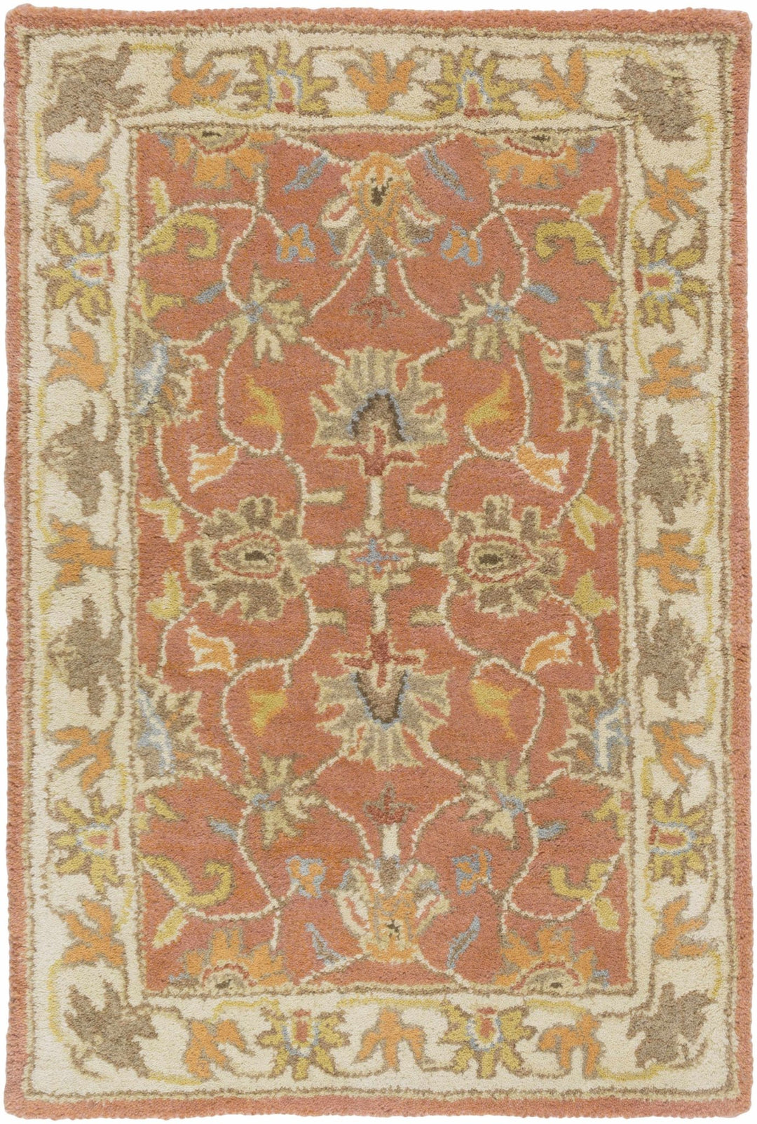 Cherryfield Rust Traditional Floral Hand Tufted Wool Area Rug - The Rug Decor