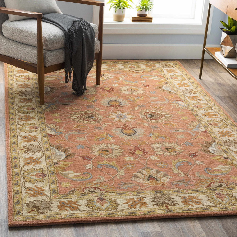 Cherryfield Rust Traditional Floral Hand Tufted Wool Area Rug - The Rug Decor