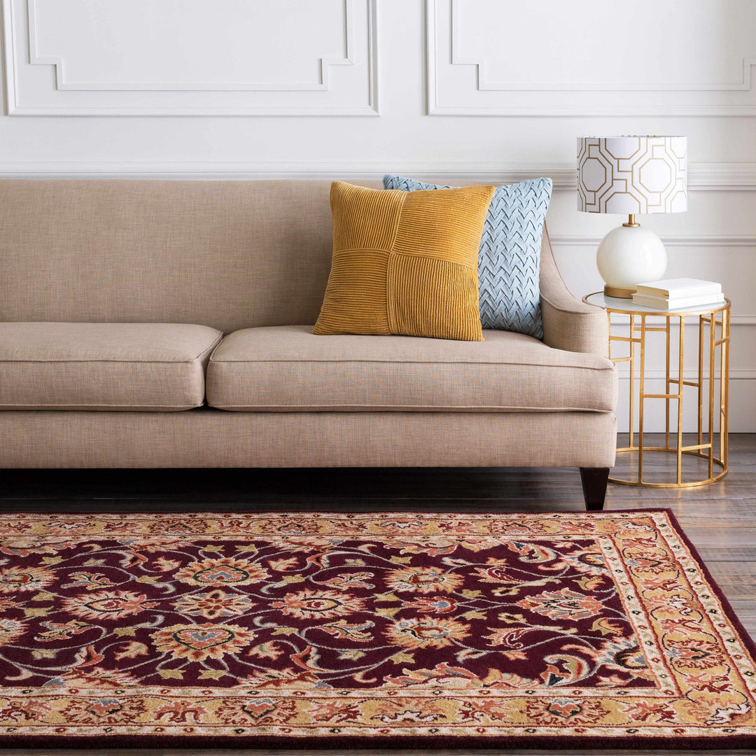 Cherryfield Traditional Burgundy Wool Area Rug - The Rug Decor