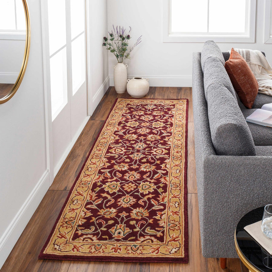 Cherryfield Traditional Burgundy Wool Area Rug - The Rug Decor