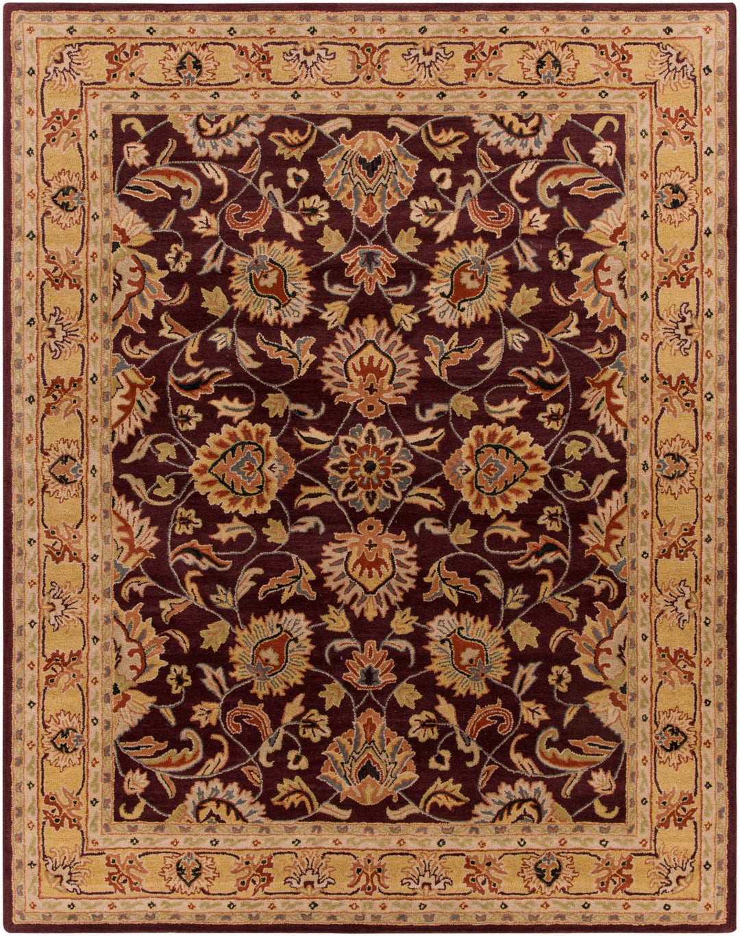 Cherryfield Traditional Burgundy Wool Area Rug - The Rug Decor