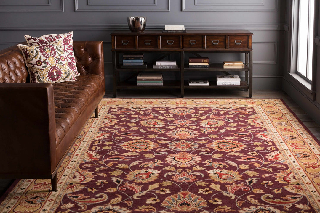 Cherryfield Traditional Burgundy Wool Area Rug - The Rug Decor