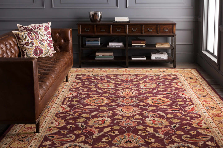 Cherryfield Traditional Burgundy Wool Area Rug - The Rug Decor