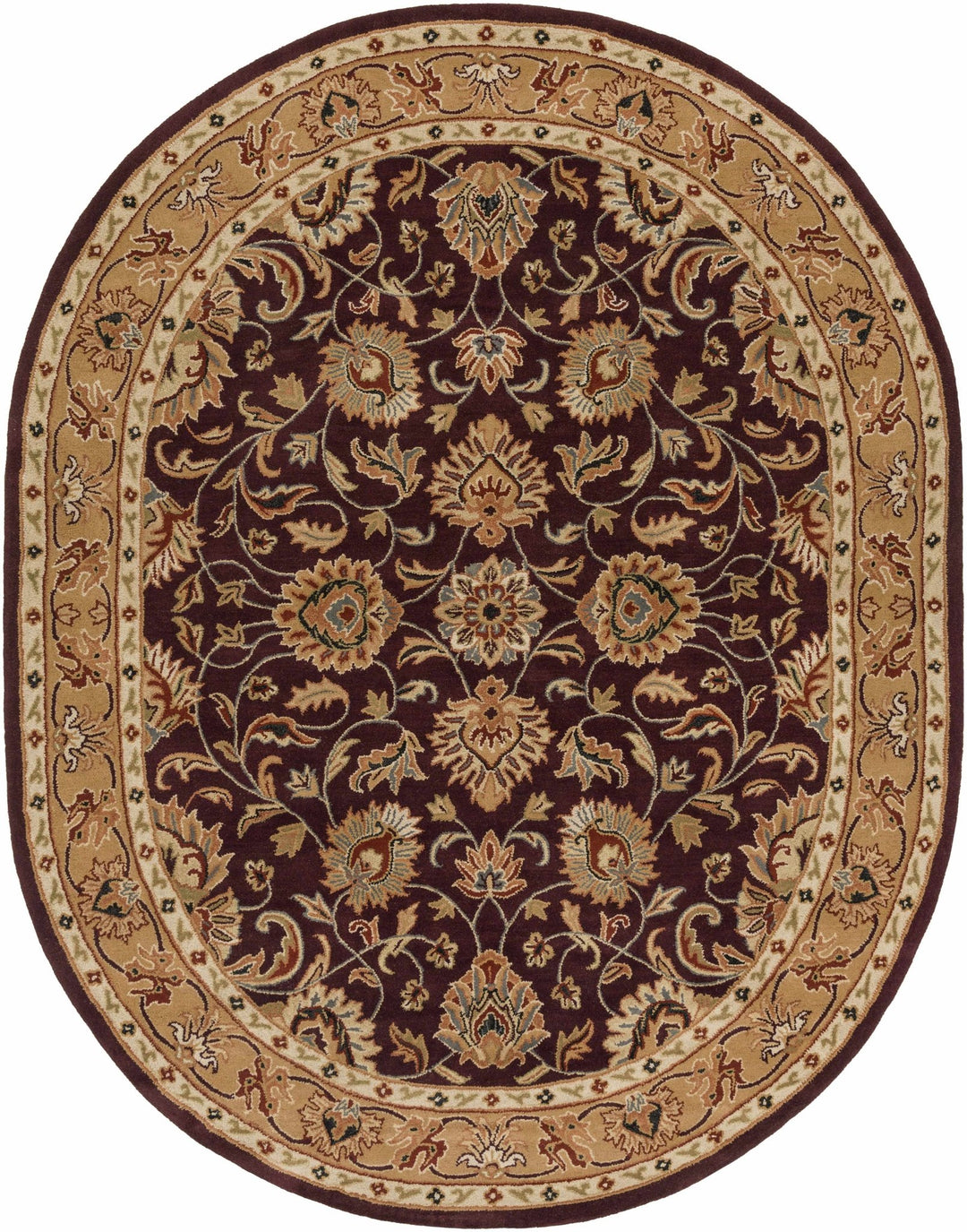 Cherryfield Traditional Burgundy Wool Area Rug - The Rug Decor