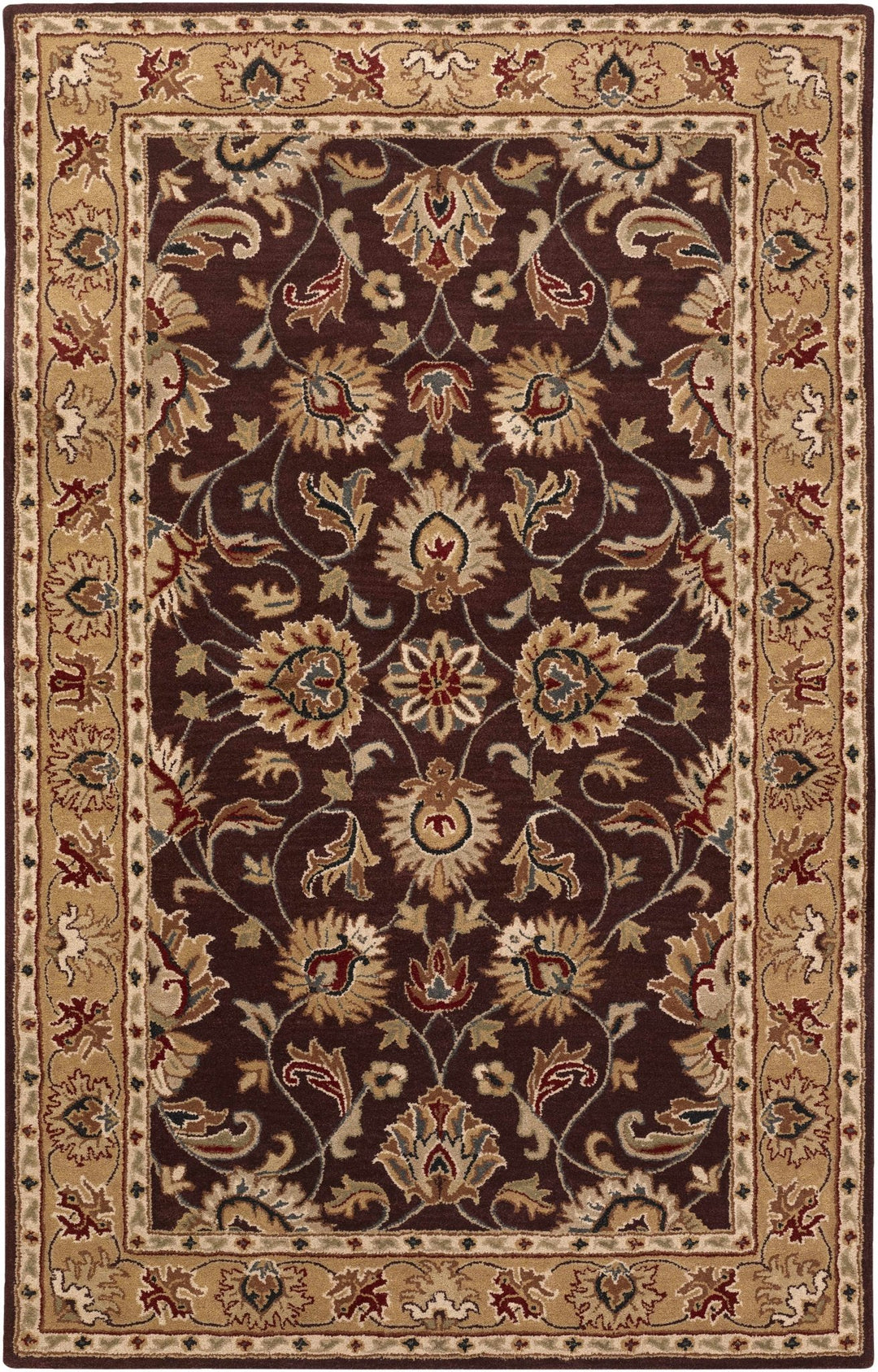 Cherryfield Traditional Burgundy Wool Area Rug - The Rug Decor