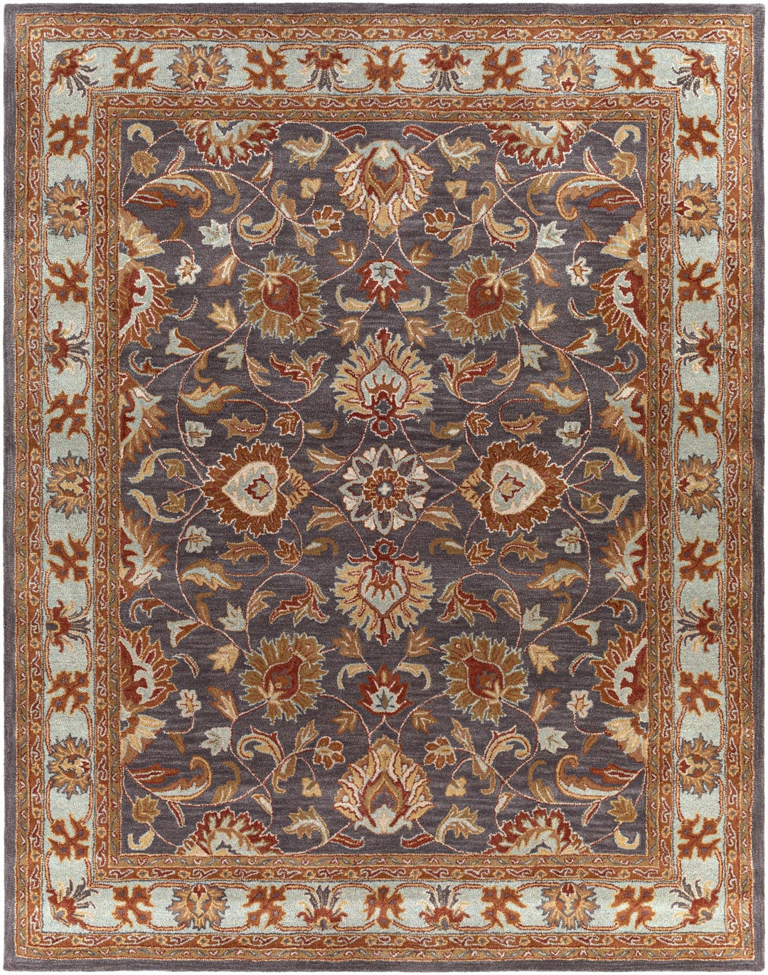 Cherryfield Traditional design Charcoal Wool Rug - The Rug Decor