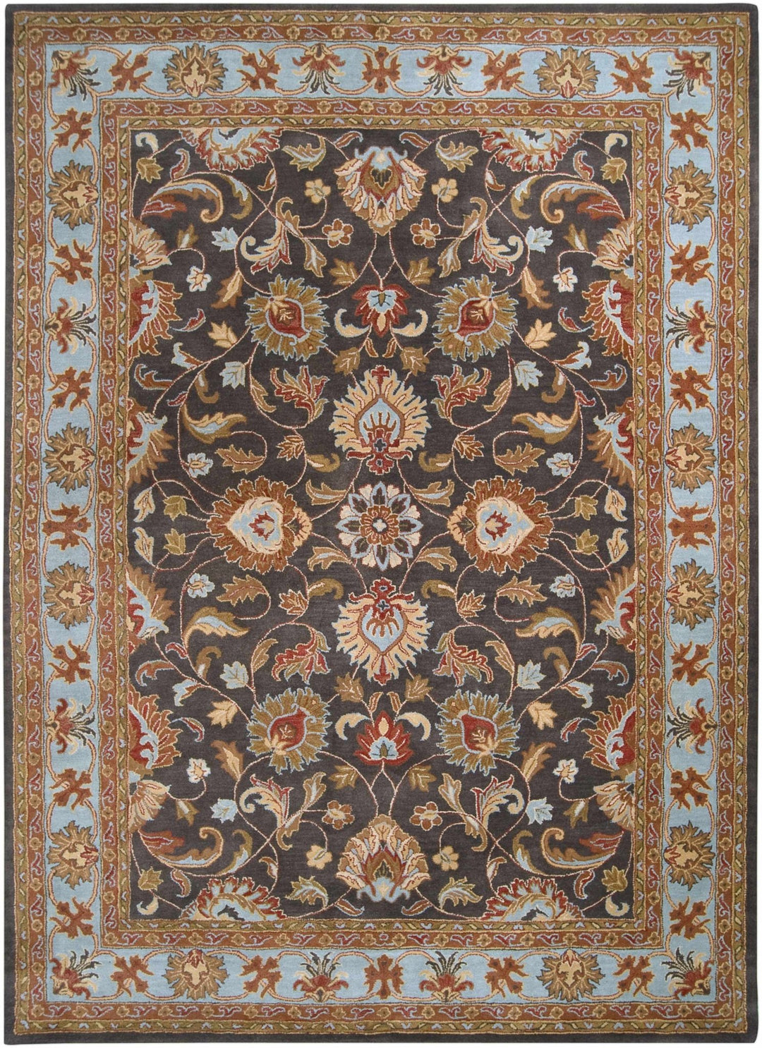 Cherryfield Traditional design Charcoal Wool Rug - The Rug Decor