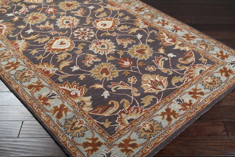 Cherryfield Traditional design Charcoal Wool Rug - The Rug Decor