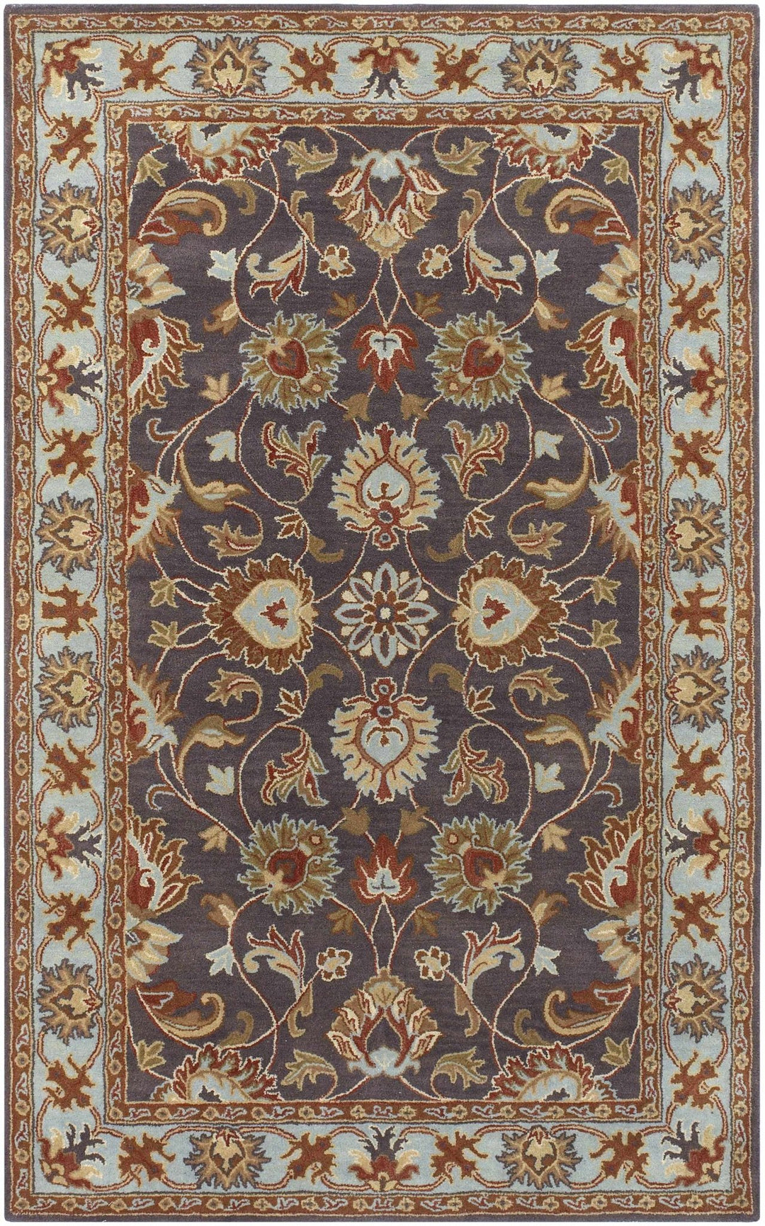 Cherryfield Traditional design Charcoal Wool Rug - The Rug Decor